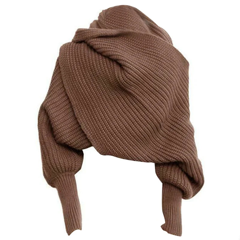 Unisex Fashion Knitted Scarf with Sleeves Long Wraps Shawls for Winter Autumn H9