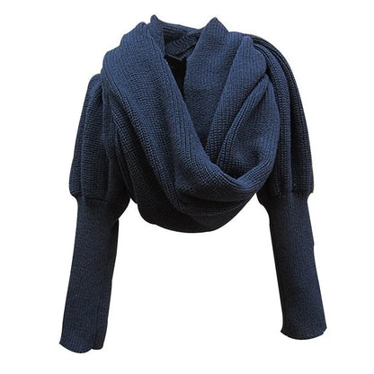 Unisex Fashion Knitted Scarf with Sleeves Long Wraps Shawls for Winter Autumn H9