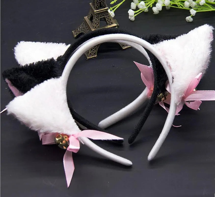 Women Sweet Cat Ears Headband Anime Accessories Party Club Bar Halloween Costume Hair Headband Girls Plush Ears Headwear