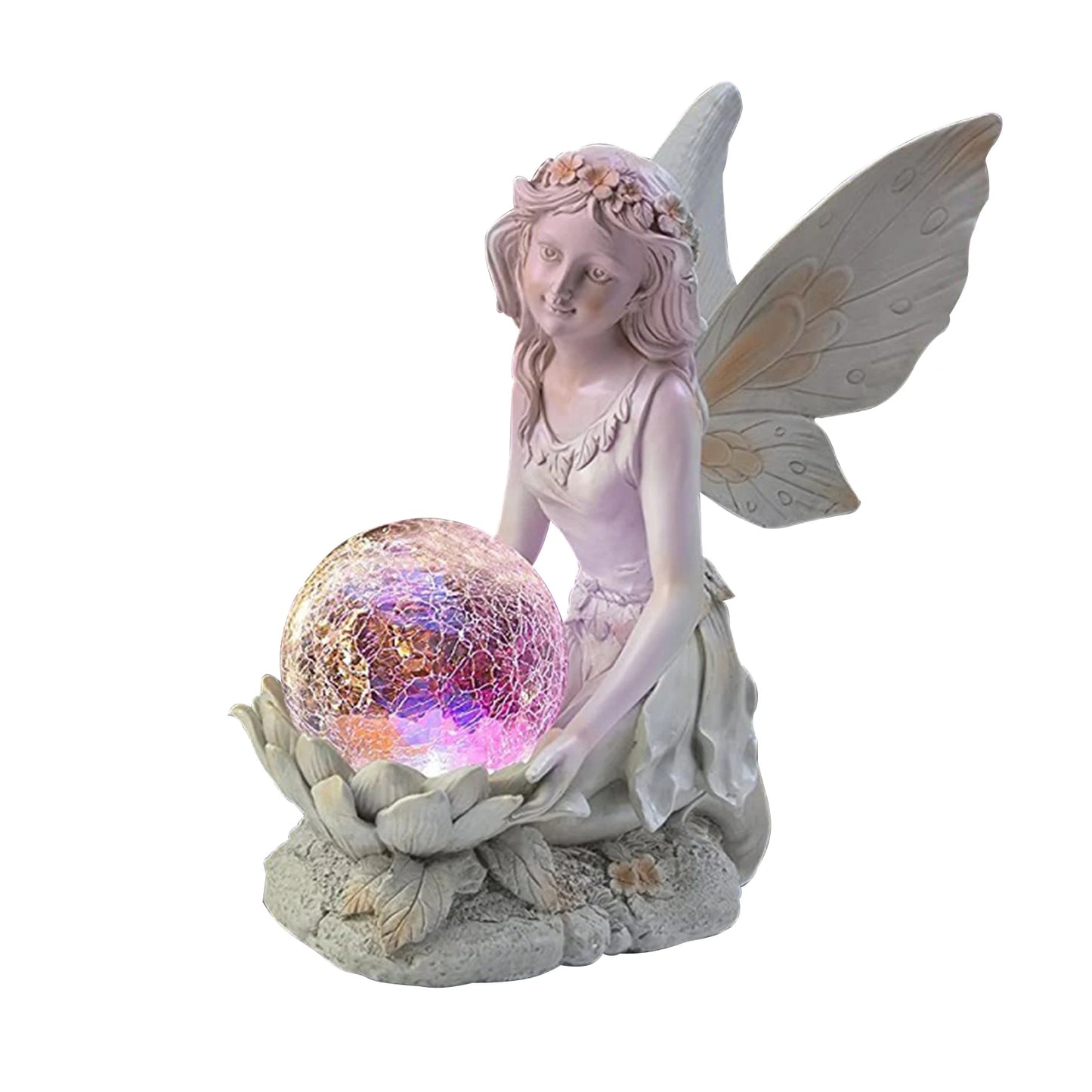 Solar Lamp Outdoor Waterproof Luminous Fairy Girl LED Lights Resin Angel Figure Sculpture Crafts Garden Yard Decor Art Ornaments