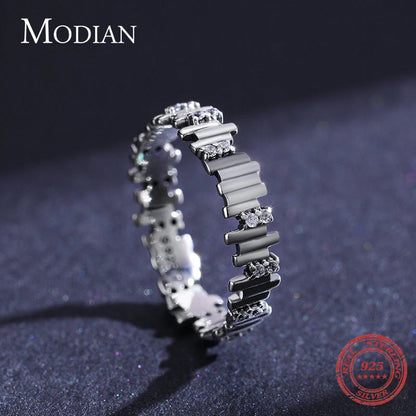 Modian Silver Rings Irregular Geometric Line Art Finger Rings for Women Genuine 925 Sterling Silver Fine Jewelry 2024