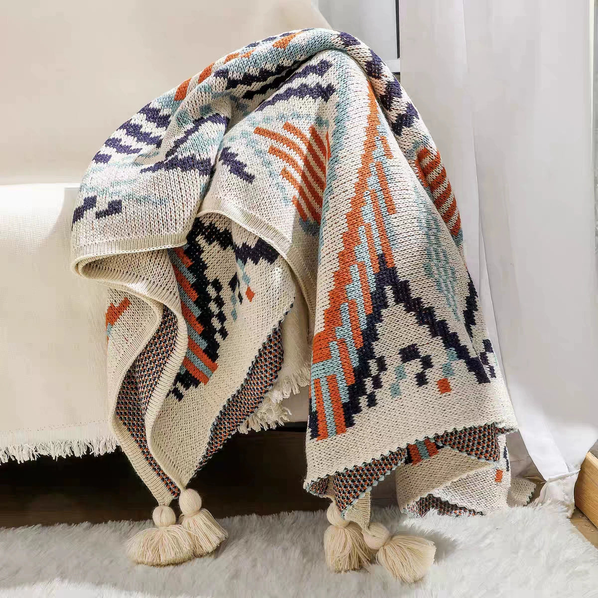 Navajo Knitting Bohemia Baby Air Conditioning Blanket