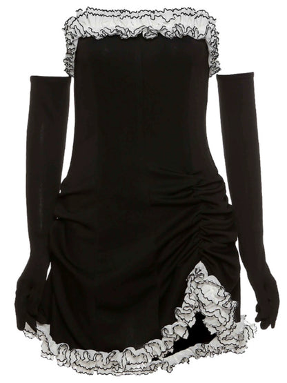 Pleated Millennium Tube Top Dress with Matching Gloves