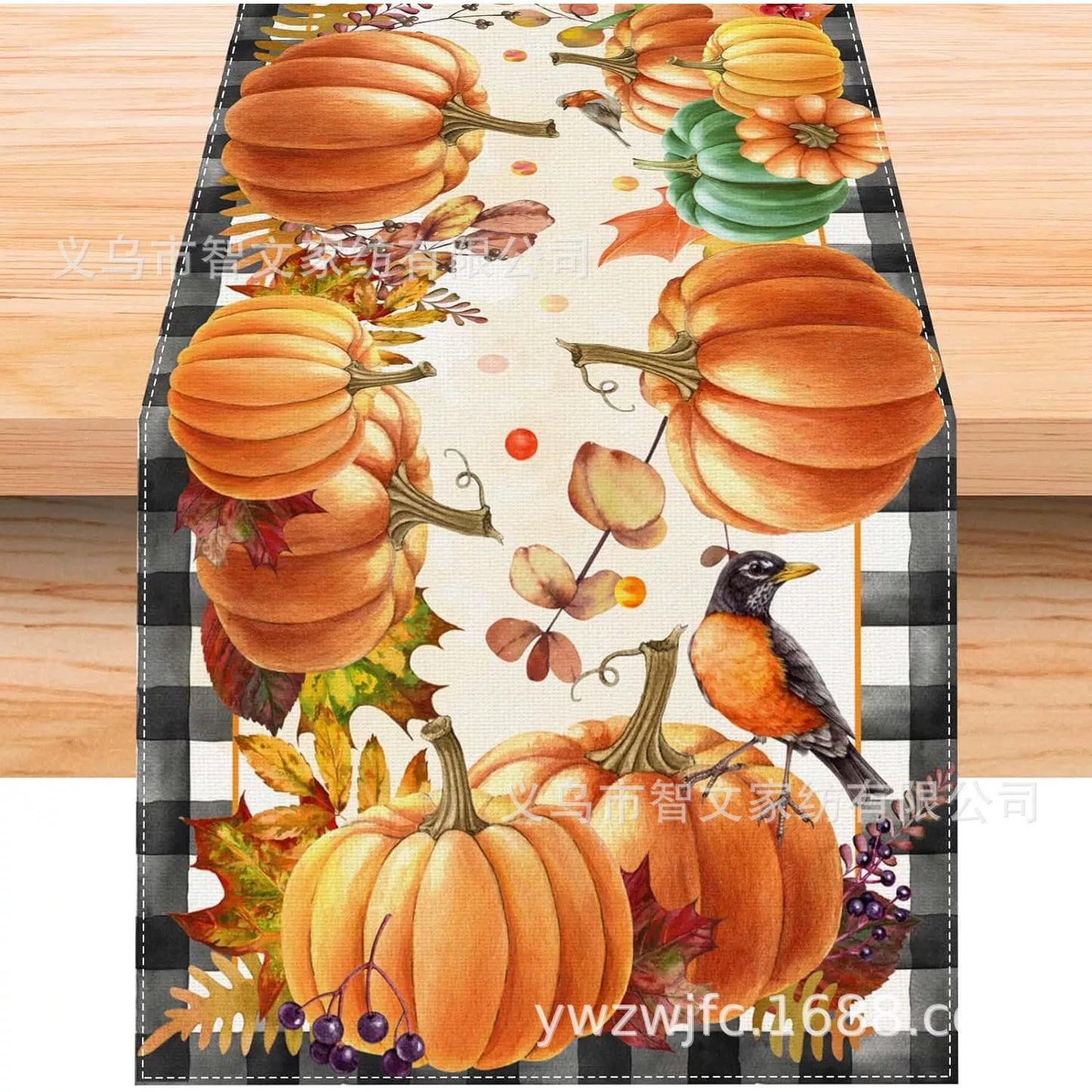 New Arrival Autumn Thanksgiving Maple Leaf Pumpkin Table Runner Dining Table Dining Room/Living Room Decoration