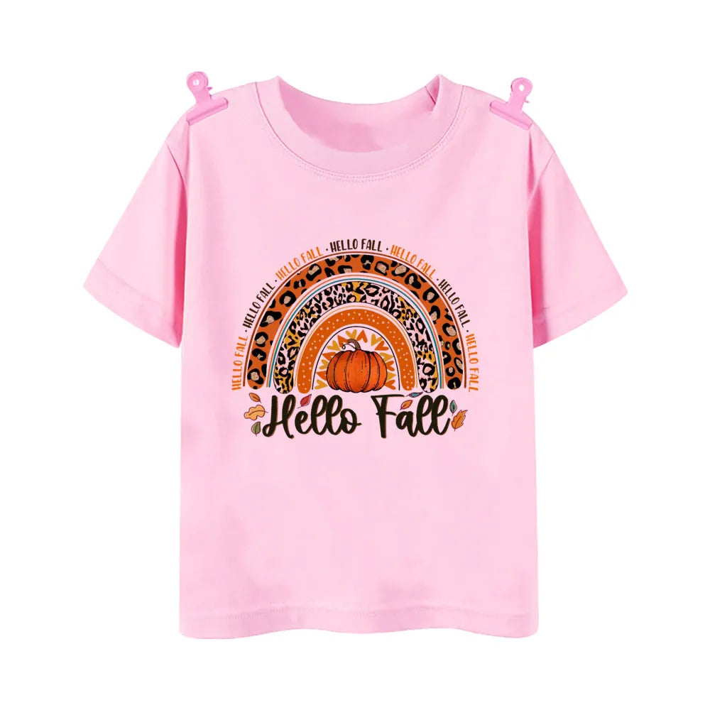 Little Pumpkin with A Lot of Spice Print T-shirt Fall Festive Shirt Kids Tops Clothes Halloween Thanksgiving Toddler Outfit Tee