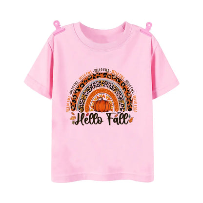 Little Pumpkin with A Lot of Spice Print T-shirt Fall Festive Shirt Kids Tops Clothes Halloween Thanksgiving Toddler Outfit Tee