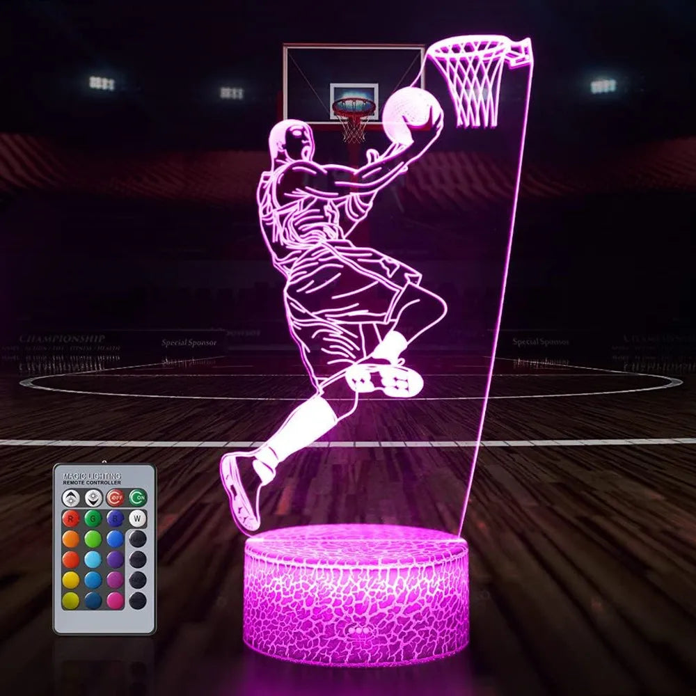 Children's Basketball Night Light 3D Illusion Light 16 Color With Remote Control LED Light Dimmable Christmas Gift