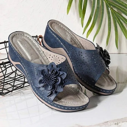 Sandals Women Summer New 2023 Women's Woven Flower Wedge Slippers Outdoor Sports Beach Casual Peep Toe Comfortable Shoes