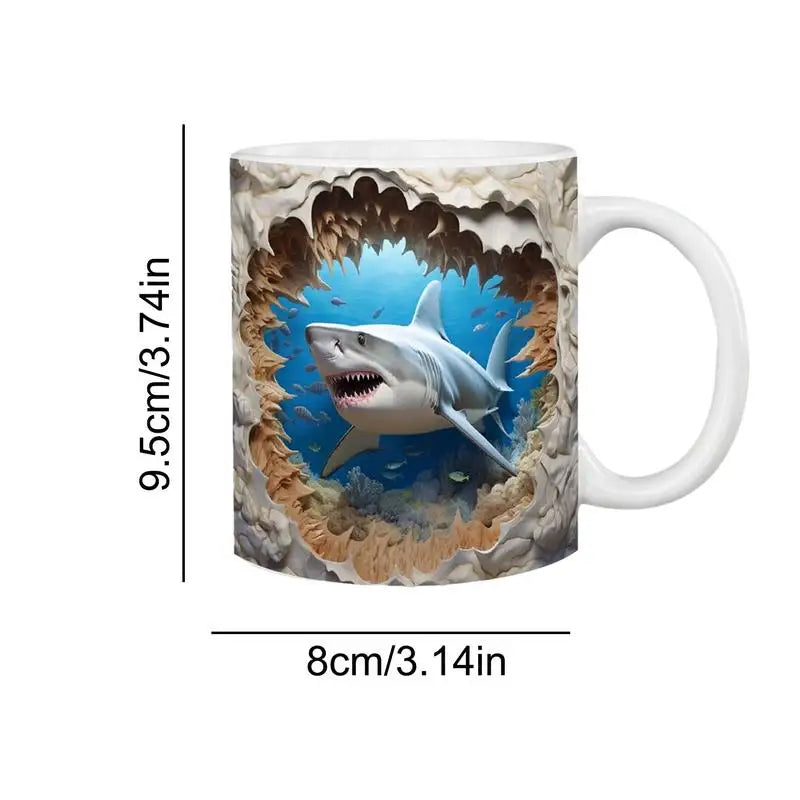 3D Shark Ceramic Mugs Ocean Ceramic Tea Cup Lovers Coffee Cup Christmas Gifts Creative Household kitchen Drinkware Accessories