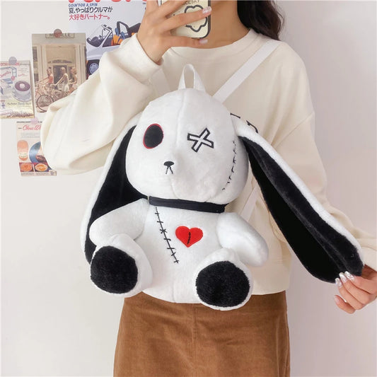 Kawaii Plush Rabbit Small Backpack Cute Gothic Stuffed Animal Purse Plushie Bag Nightmare Before Christmas Aesthetic Bunny Doll