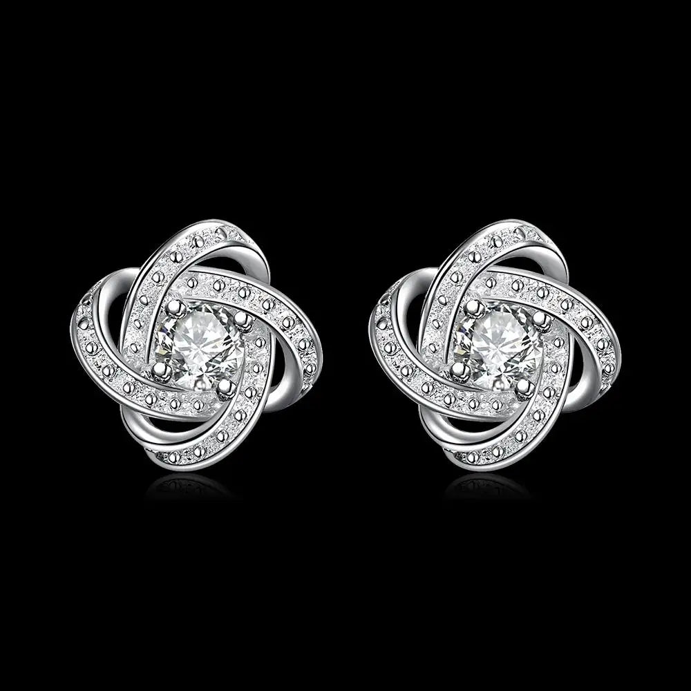 925 Sterling Silver Shiny crystal studs Earrings for Women Luxury Fashion Party Wedding Accessories Jewelry Christmas Gifts