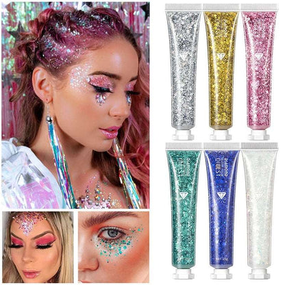 1pcs Eyeshadow Sequins Face Eye Glitter Sequin Gel Diamond Shiny Glitter Body Sequins Makeup Decorative For Party Festival