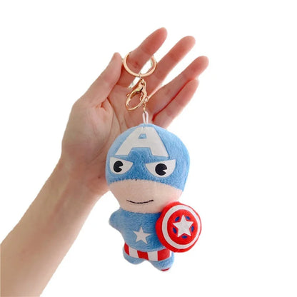 Disney Marvel Spiderman Figure Plush Keychain Toy Kawaii Hulk Iron Man Doll Soft Stuffed Toys Kids Plush Key Ring Christmas Gift