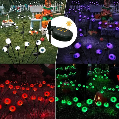 6PCS Halloween LED Eyeball Lights Solar Garden Lawn Lights Outdoor Scary Decoration Lights Halloween Party Decoration