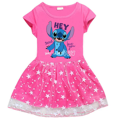 2024 New Summer Baby Girl Stitch Dresses Bag Headband Kids Christmas Party Halloween  Cosplay Costume