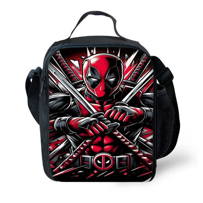 Child Schoo Deadpools Super Heroes Backpack with Lunch Bags ,Pencil Bags ,School Bags for Boys Girls Best Gift