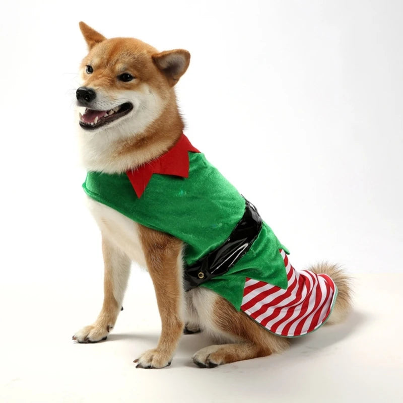 Dog Elf Costume Vest Feastive Pet Apparel for Christmas Holiday Vest Cloth Dropshipping