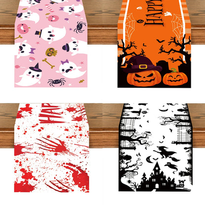 Halloween Pumpkin Ghost Table Runner Happy Halloween Party Decorations 2024 For Home Kitchen Dining Candy Castle Table Covers