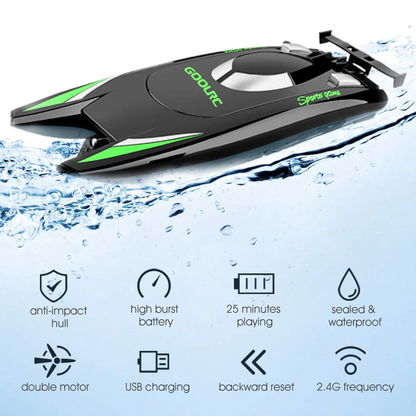 805 RC Boats for Kids Adult 25KM/H High Speed Racing Boat 2 Channels Remote Control Boats for Pools Racing Boat