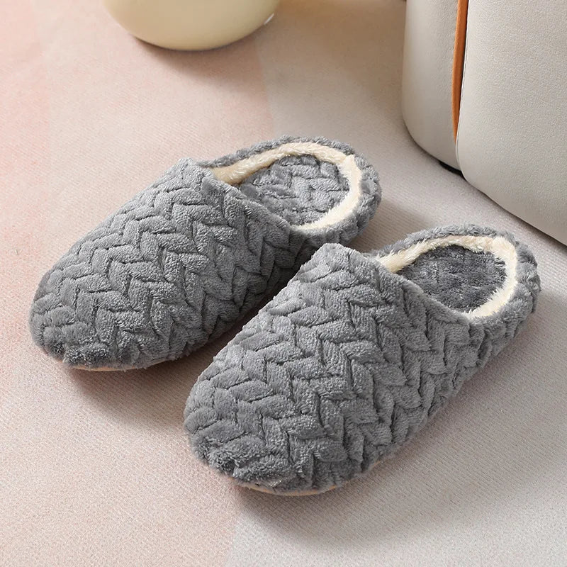 New Jacquard Japanese-style Soft-soled Silent Suede Slippers Non-slip Wooden Floor Indoor Cotton Slippers