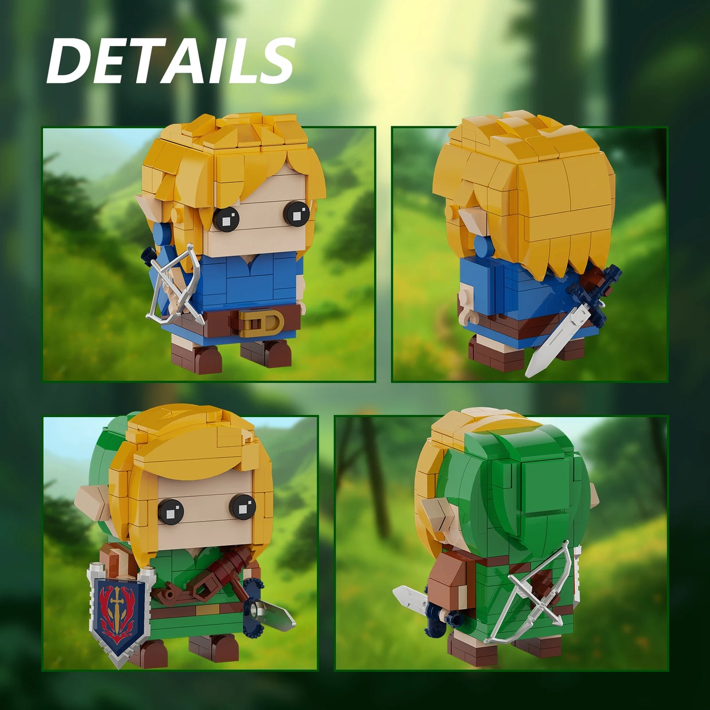 BuildMoc Breath Of The Wild Brickheadz Link Building Block Set For Zeldaed Character Collection Toys For Children Birthday Gifts