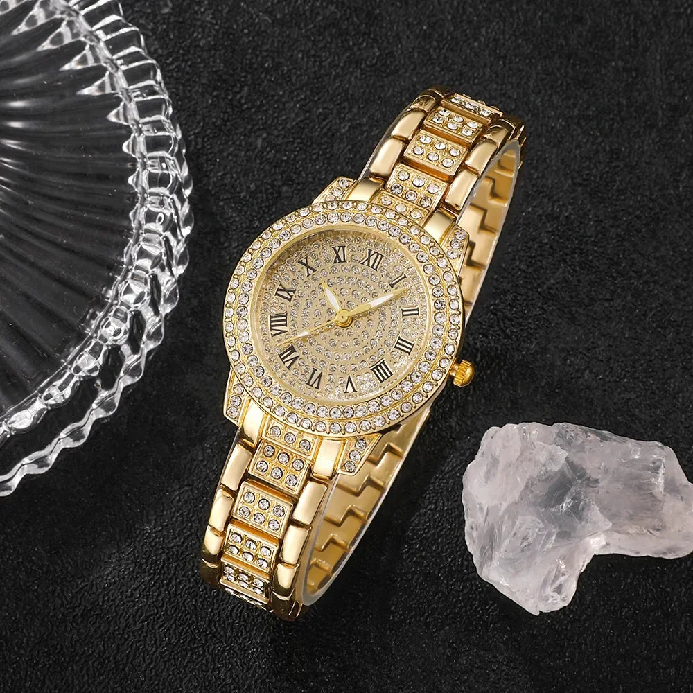 Diamond Women Watches Gold Watch Ladies Wrist Watches Luxury Brand Rhinestone Womens Bracelet Watches Female Relogio Feminino