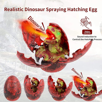 Dinosaur Toys Voice Control Light Simulation Christmas Toys Calling Magic Hatching Spray Dinosaur Egg