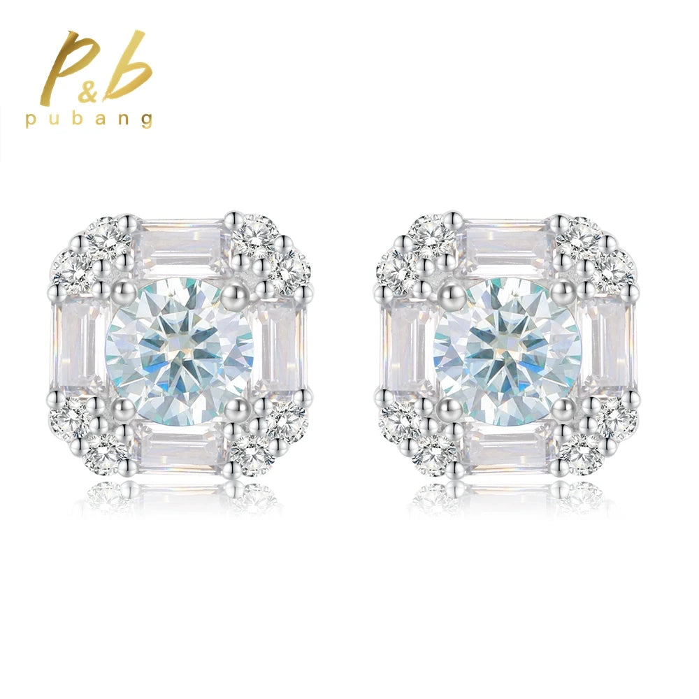 PuBang Fine Jewelry Sparkling 925 Sterling Silver GRA Cert Moissanite Diamond Stud Earrings for Women Engagement Gifts Wholesale