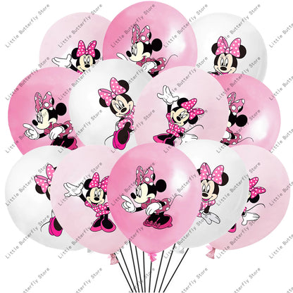 Disney 10/20/30pcs 12 Inch Pink Minnie Mouse Latex Balloon Party Supplies Party Balloon Balloons for Birthday Party Decorations