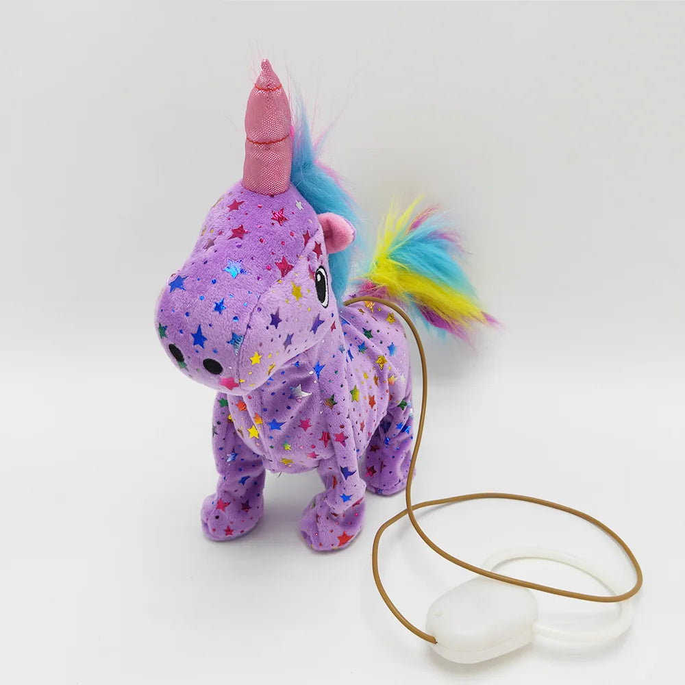 New Electric Walking singing Unicorn Plush Toy Stuffed Animal Pegasus Pony Toys 35cm Music Unicorn Toy for kids Christmas Gifts