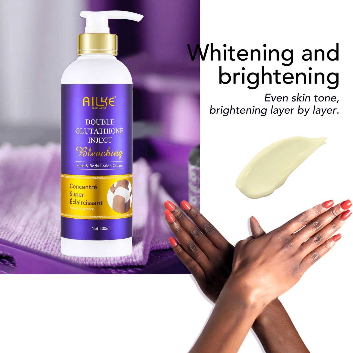 AILKE Skin Whiten Range, With Bleaching Body Lotion And Lightening Serum, Remove Dark Spots, Hyperpigmentation, Moisturizing