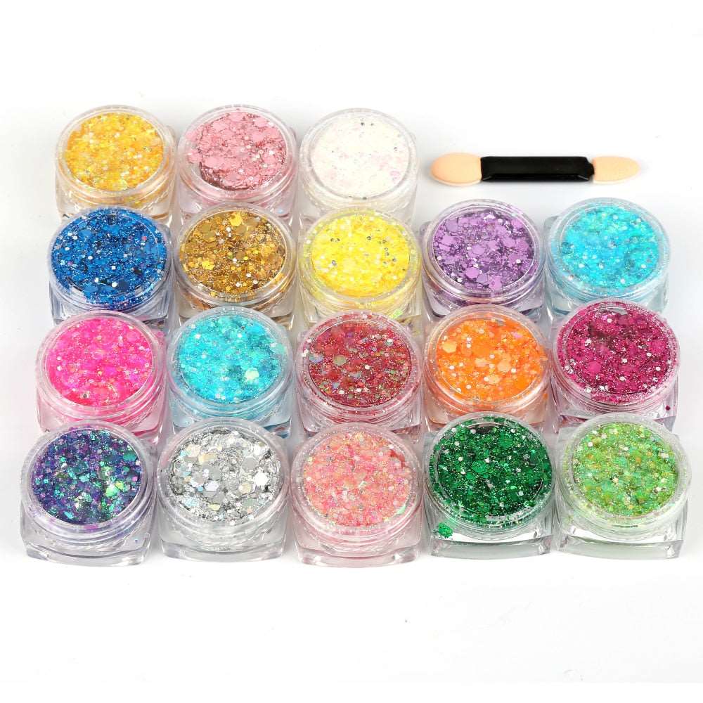 18 Colors Glitter Eyeshadow Makeup Nail Art Mermaid Sequin Shimmer Diamond Eye Shiny Skin Highlighter Face Body Glitter Cosmetic