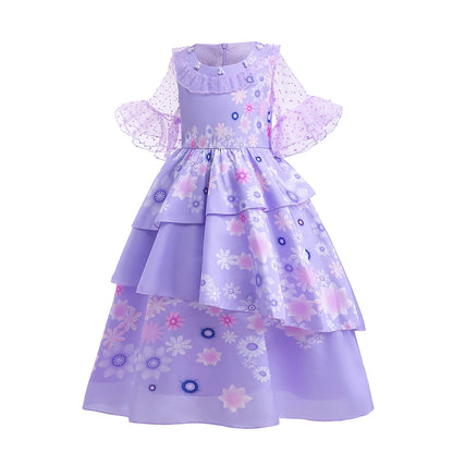 Halloween Girls Disney Encanto Isabela Princess Dress Baby Girls Isabela Cosplay Costumes Carnival Birthday Party Clothings