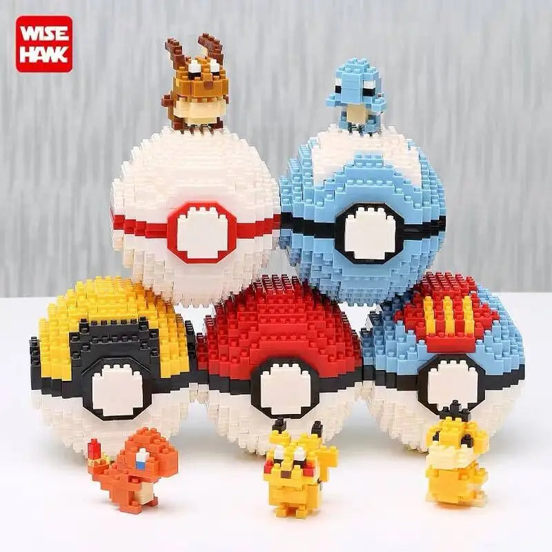 Poke Ball Micro Building Blocks Pikachu Eevee Charmander Psyduck Magikarp Lapras DIY Pokemon Mini Brick Figures Toys For Kids