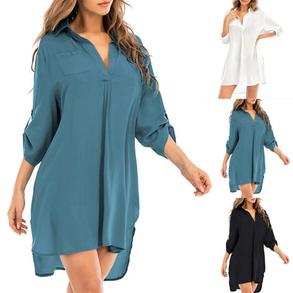 Summer Spring Long Sleeve chiffon Shirt Women Swimsuit Cover Up Tops Bikini Beachwear V Neck Bathing Suit Beach Dress Cardigan