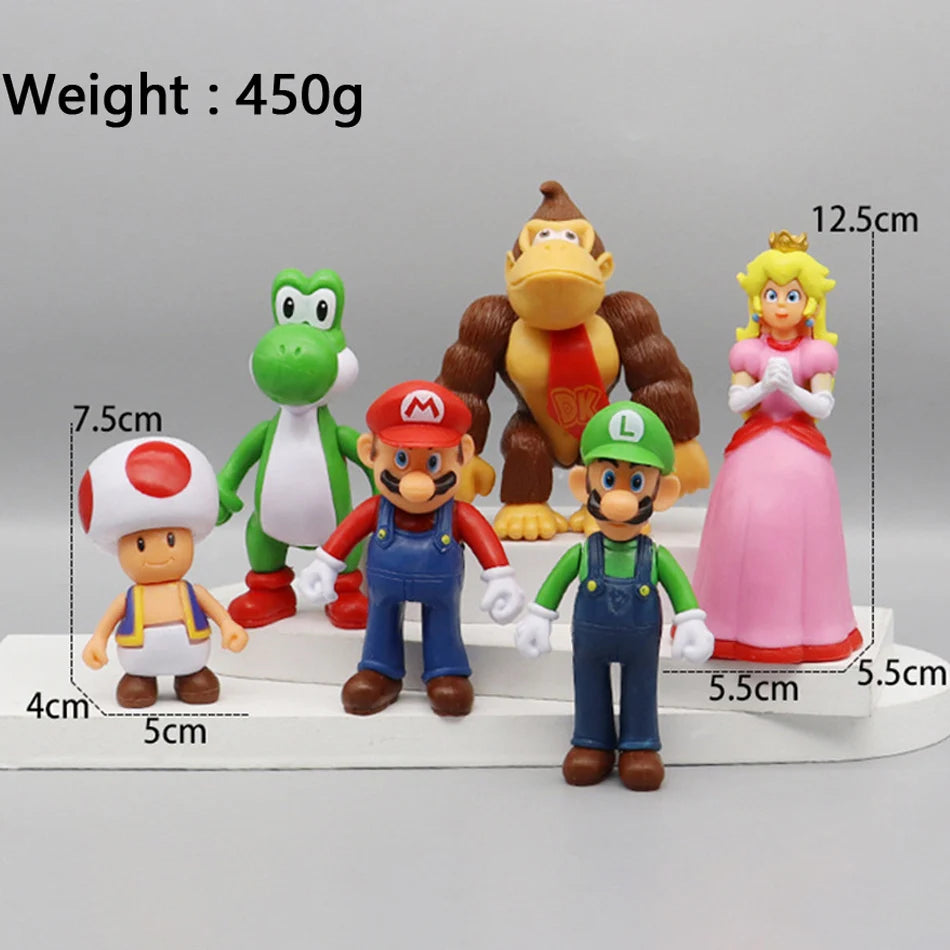 6pcs/set Super Mario Bros Cartoon Dolls Model Anime Figures Mario Creative Collectible Model Toys for kids Christmas Gift