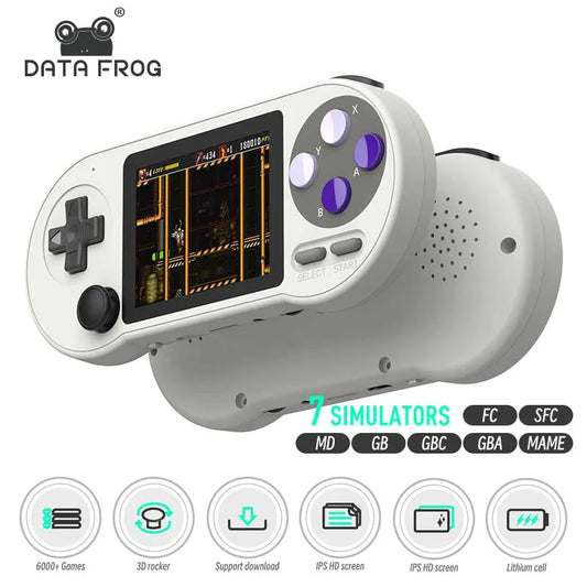 DATA FROG SF2000 Portable Handheld Game Console 3 inch Retro Game Consoles Built-in 6000 Games Classic Mini Video Games for Kids