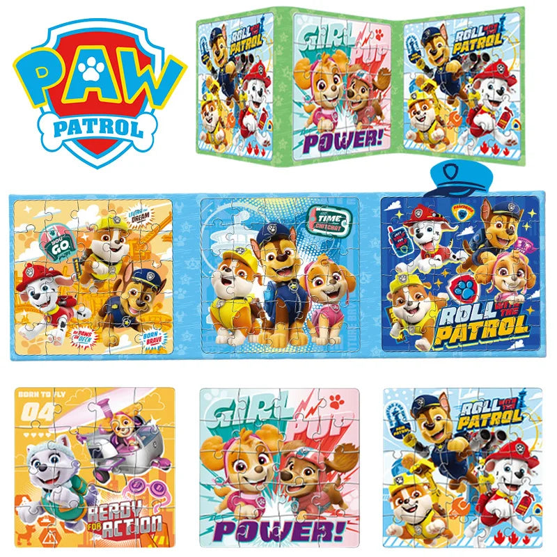 Paw Patrol Magnetic Puzzle Kid Toy Game Folding Magnetic Progression Puzzle Book Cartoon Children Education Materials Puzzles