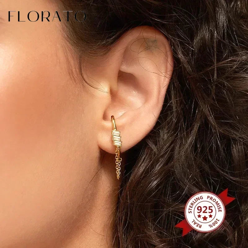 Cartilage 925 Silver Earrings Fashion C-shaped Zircon ear studs European American Geometric Piercing Earrings For Women Jewelry