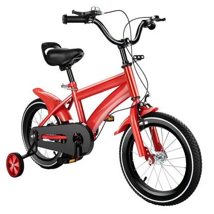 14-Inch Children's Bike Carbon Steel Frame Bicycle 14" Kids Bike with Auxiliary Wheels, Dual Brakes for Kids 2-4 Years Old