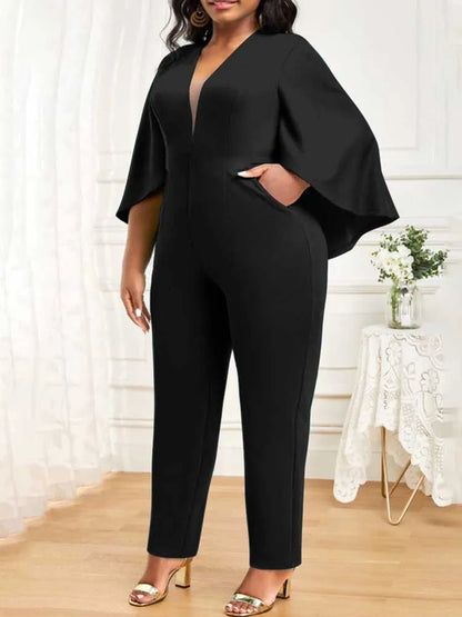 Jumpsuits for Women Autumn Batwing Sleeves Jumpsuit Ladies Elegant Office Formal Plus Size Sexy Jumpsuit Wholesale Dropshipping