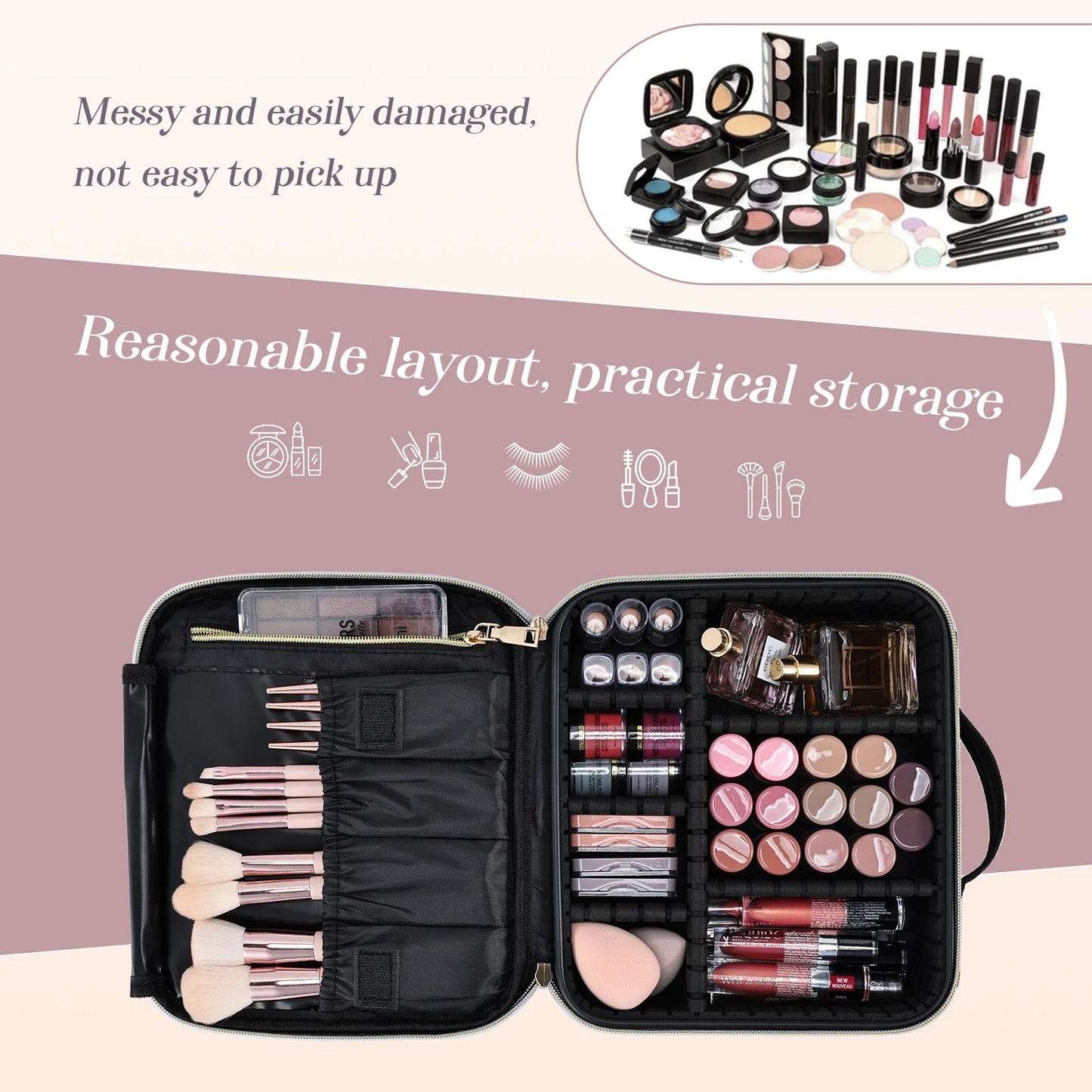 Makeup Bag Professional Cosmetic Brush Case Portable Travel Make Up Bags Waterproof  Manicure Storage Organizer With Delivers