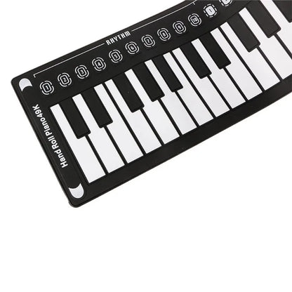 Portable 49-Key Hand Roll Portable Piano Flexible Silicone Roll Up Folding Electronic Keyboard Best Christmas Gift for Kids