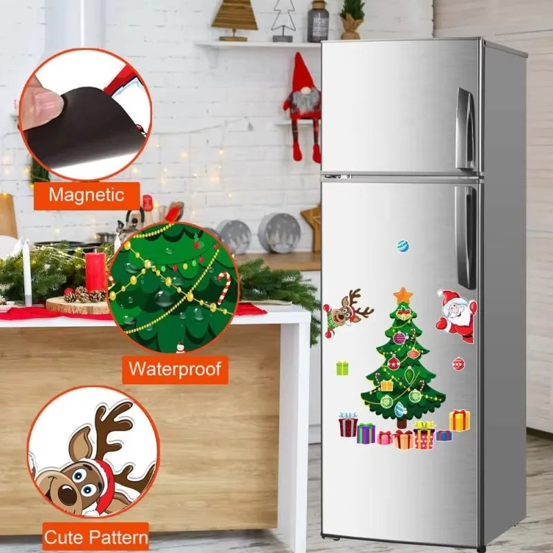 Christmas Themed Magnetic Sticker  3D Christmas Cartoon Magnet Fridge Stickers Soft PVC Magnetic Refrigerator Magnets