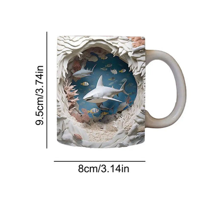 3D Shark Ceramic Mugs Ocean Ceramic Tea Cup Lovers Coffee Cup Christmas Gifts Creative Household kitchen Drinkware Accessories