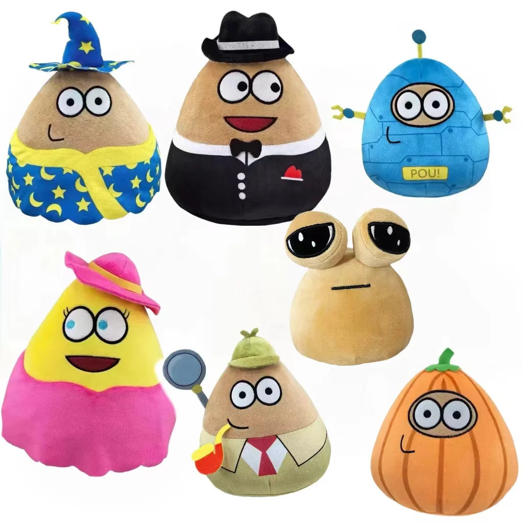 Alien Pou Plush Toy, Black Hat Gentleman Pou Plush, Alien Stuffed Doll Birthday Easter Children's Day Halloween Christmas Gift