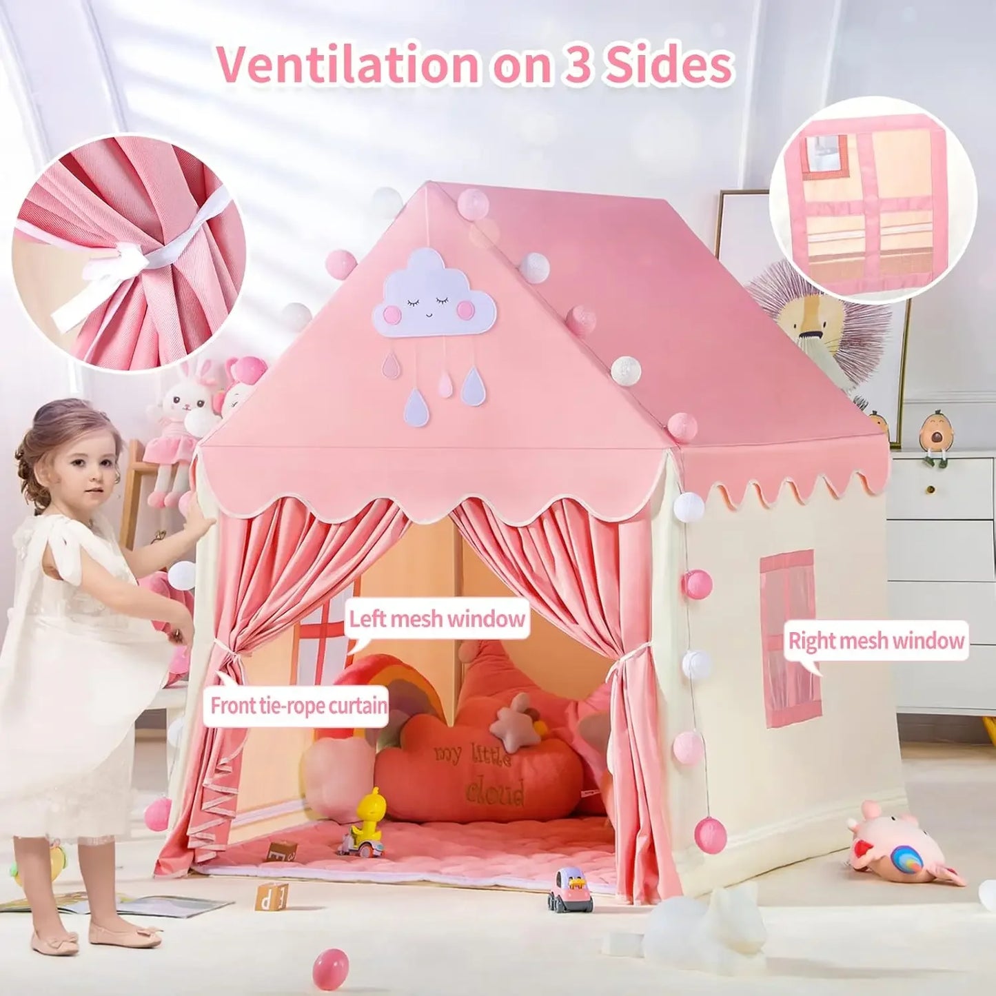 Kids Tent Pink Blue Kid Play House Children Indoor Outdoor Toy House Portable Princess House Children Tent  Christmas Girl Gifts