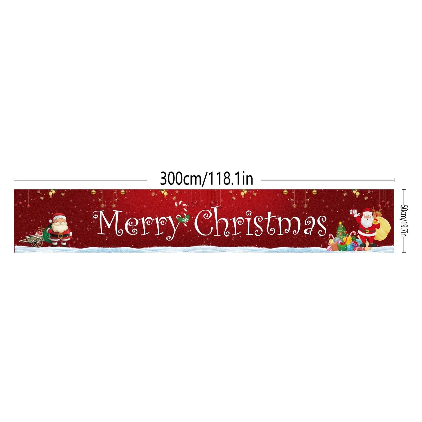 Merry Christmas Banner 300cm/9.8ft Long Navidad Porch Sign Hanging Decorative Flag for Xmas Party Decor рождественский баннер