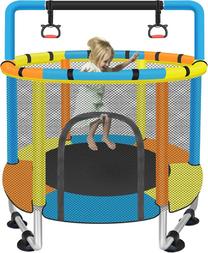 Trampoline for Kids Ages 1-8, 55'' Small Trampoline with Safety Enclosure Net, Indoor & Outdoor Baby Mini Trampolines, No-Gap