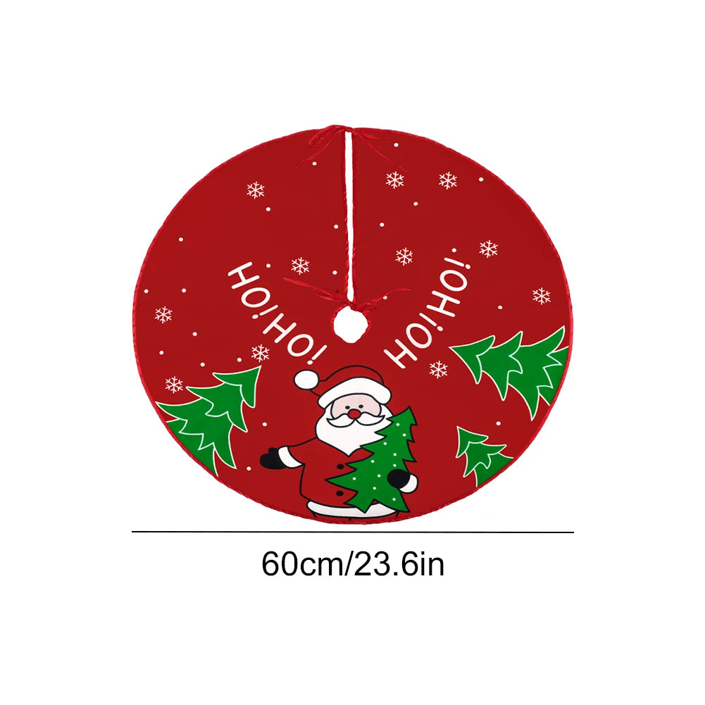 90/60CM Christmas Tree Skirts Santa Claus Printed Xmas Tree Bottom Decor Mat Christmas Tree Decoration Indoor Outdoor Decor